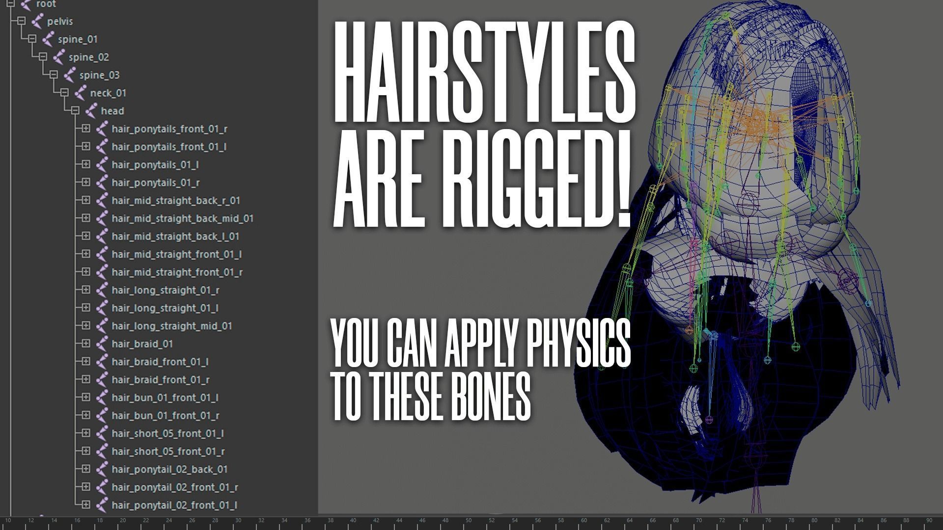 Female Hair Collection 03 - Game Ready Low-poly 3D model_4