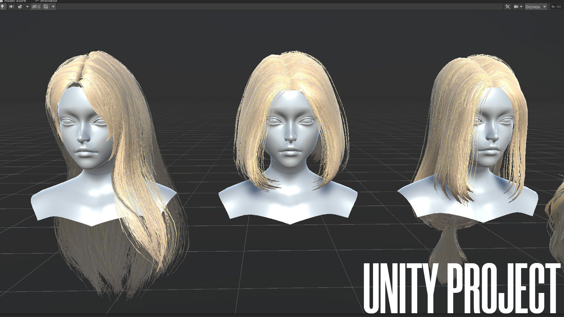 Female Hair Collection 03 - Game Ready Low-poly 3D model_14