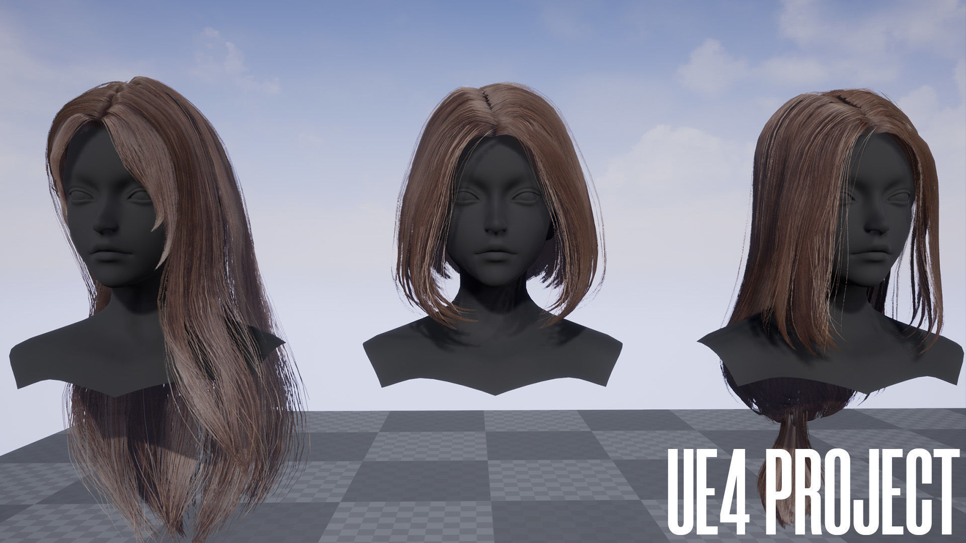 Female Hair Collection 03 - Game Ready Low-poly 3D model_20