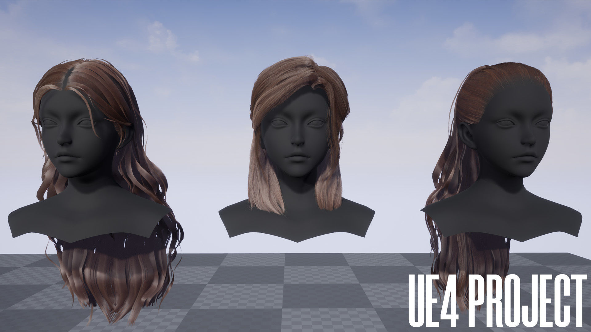 Female Hair Collection 03 - Game Ready Low-poly 3D model_19