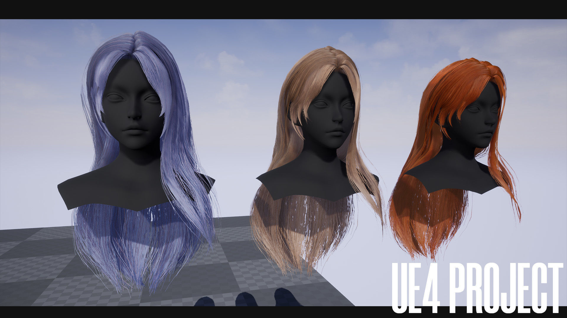 Female Hair Collection 03 - Game Ready Low-poly 3D model_17