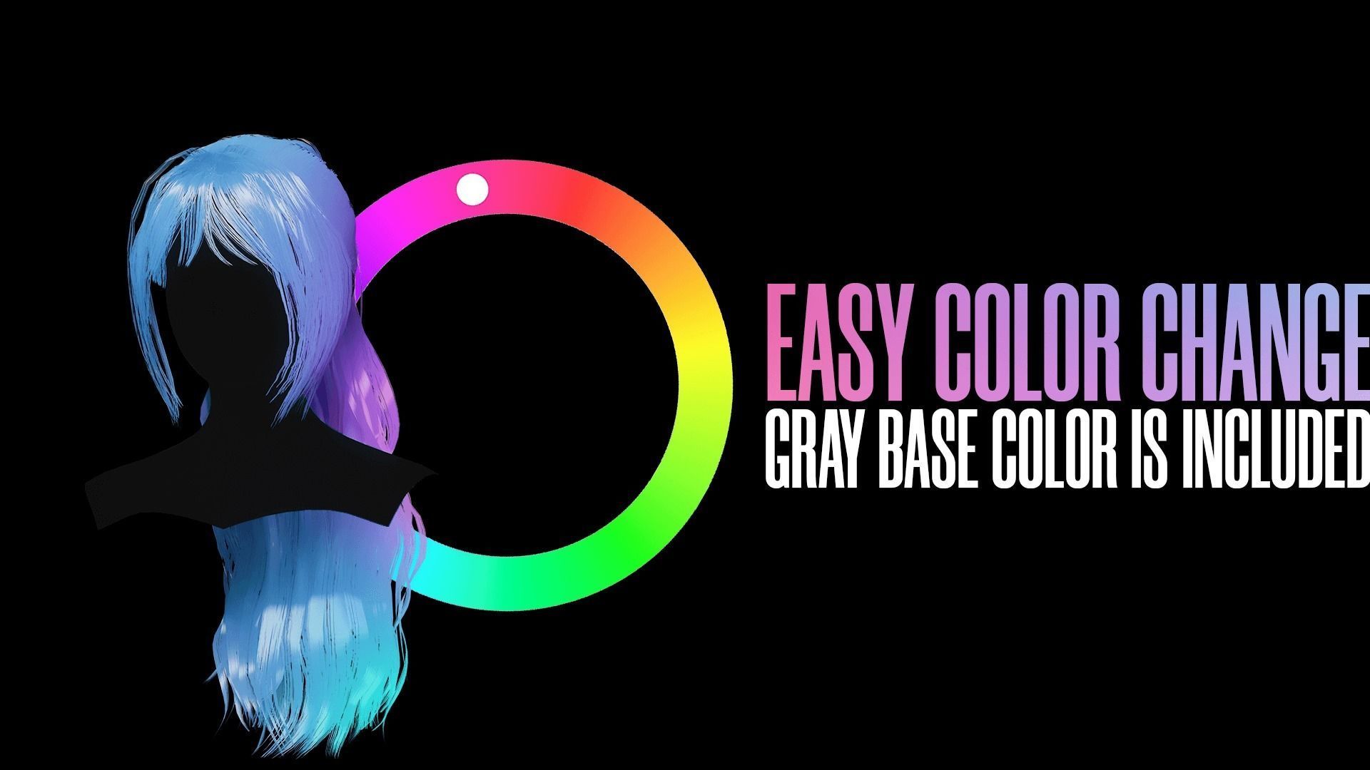 Female Hair Collection 03 - Game Ready Low-poly 3D model_3