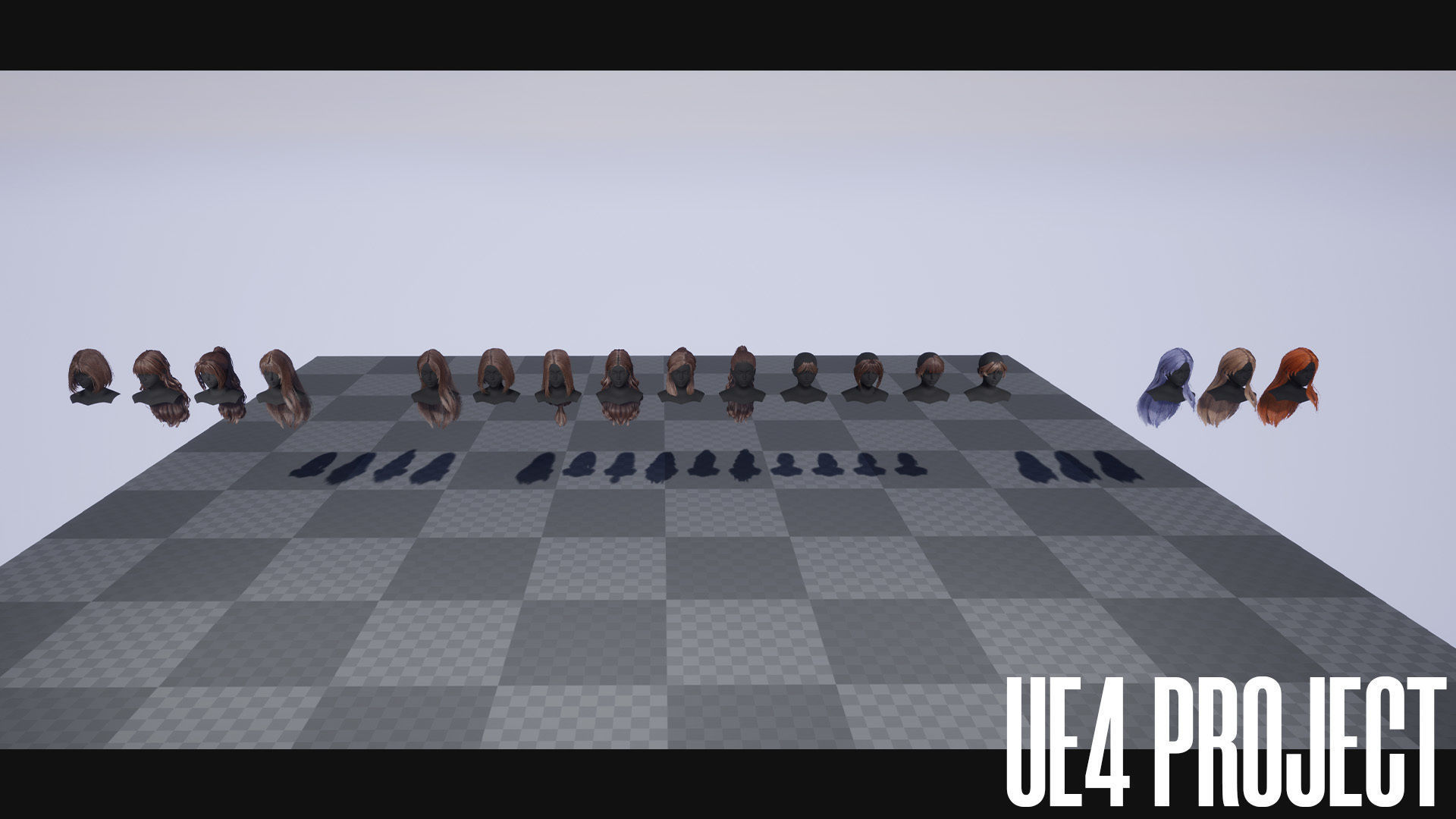 Female Hair Collection 03 - Game Ready Low-poly 3D model_16