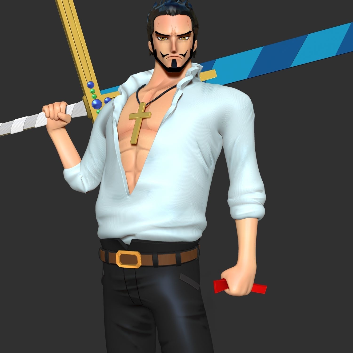 Dracule Mihawk - One Piece Fanart 3D print model_5