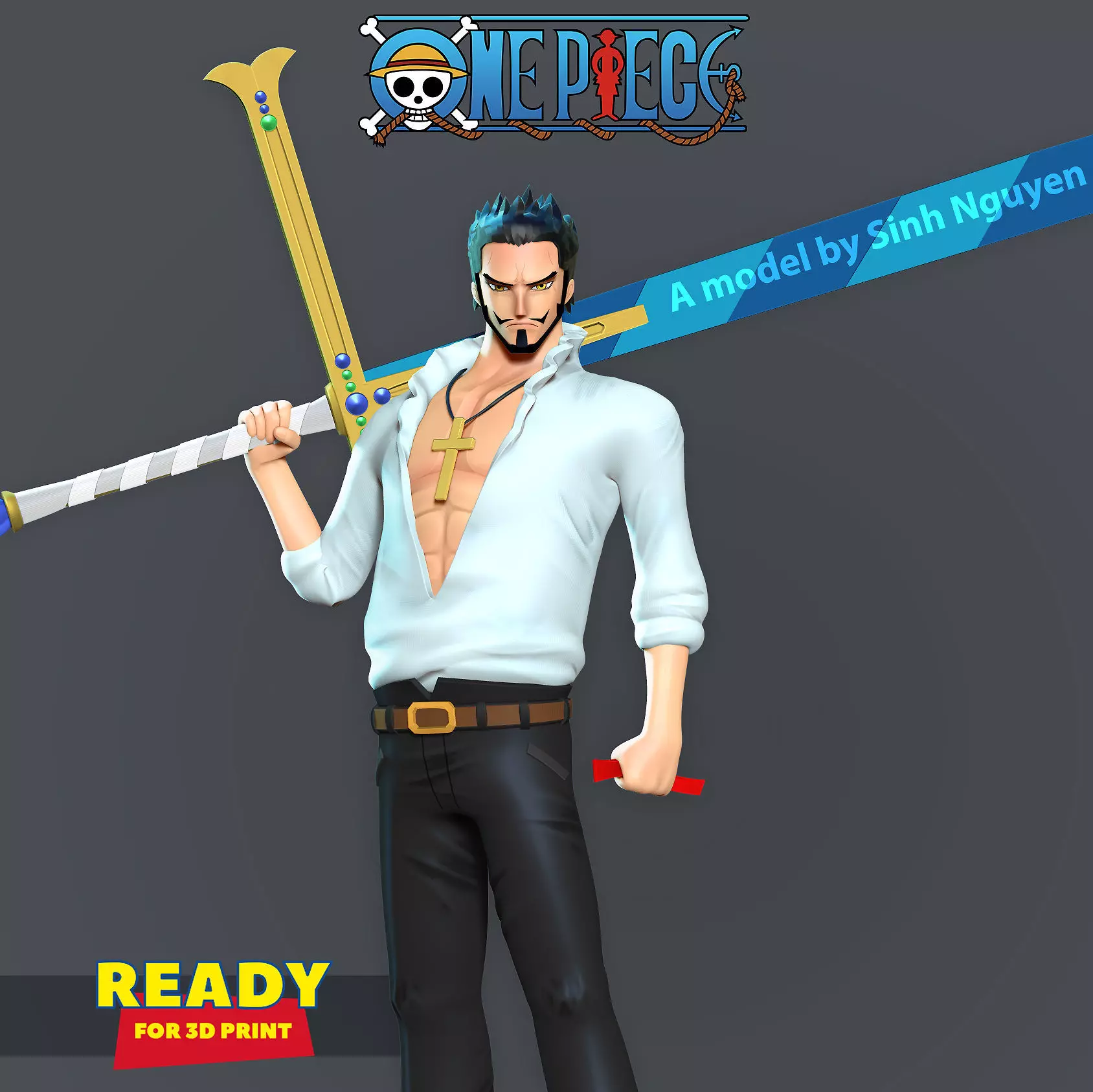 Dracule Mihawk - One Piece Fanart 3D print model_0