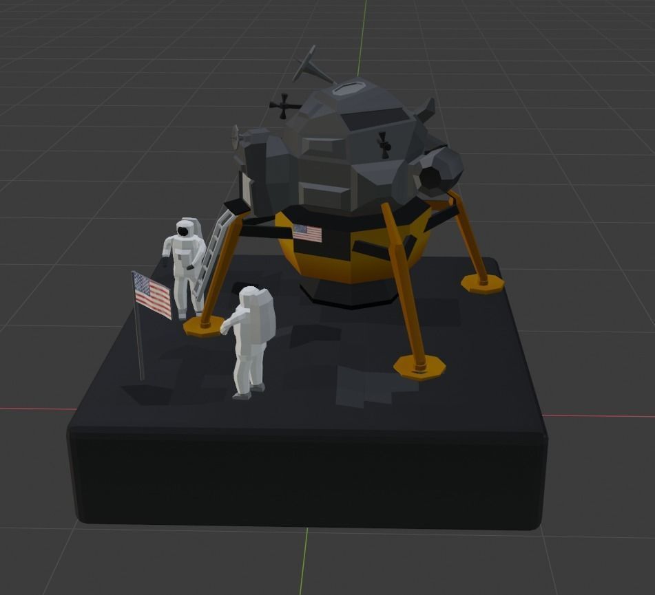 Low Poly Moon Landing  Low-poly 3D model_1