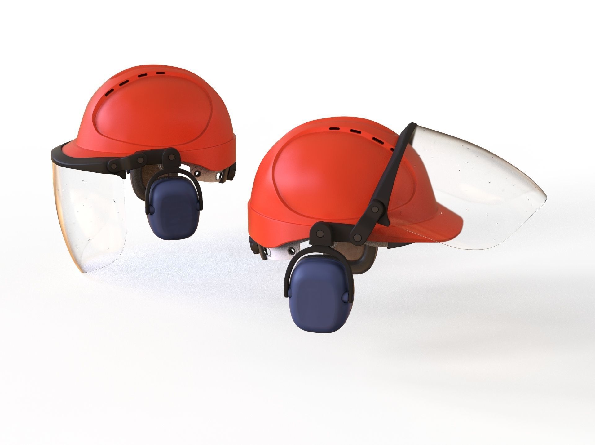 Safety helmet with protective shield 3D model_3