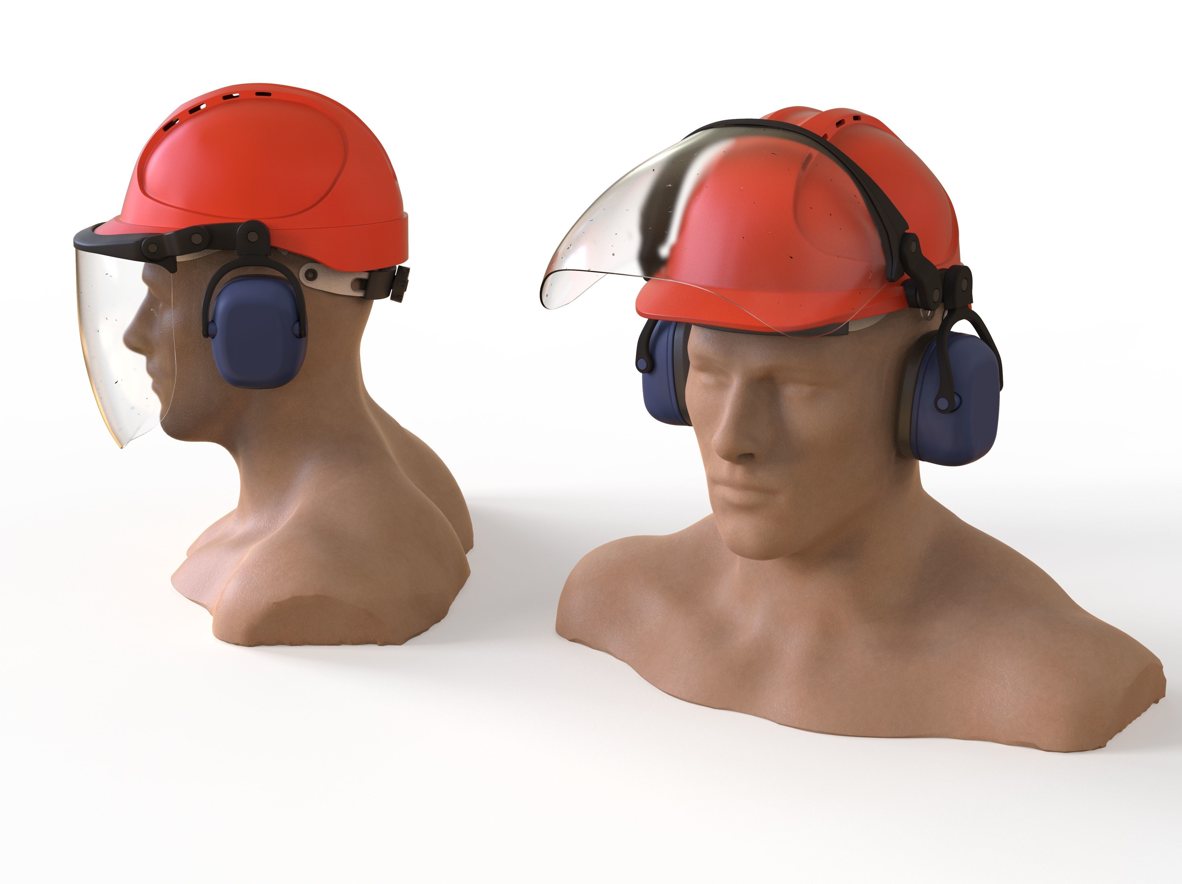 Safety helmet with protective shield 3D model_1