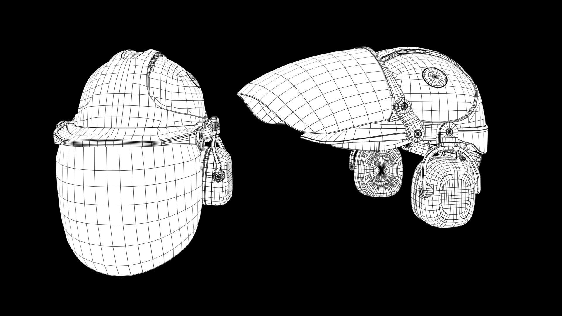 Safety helmet with protective shield 3D model_29