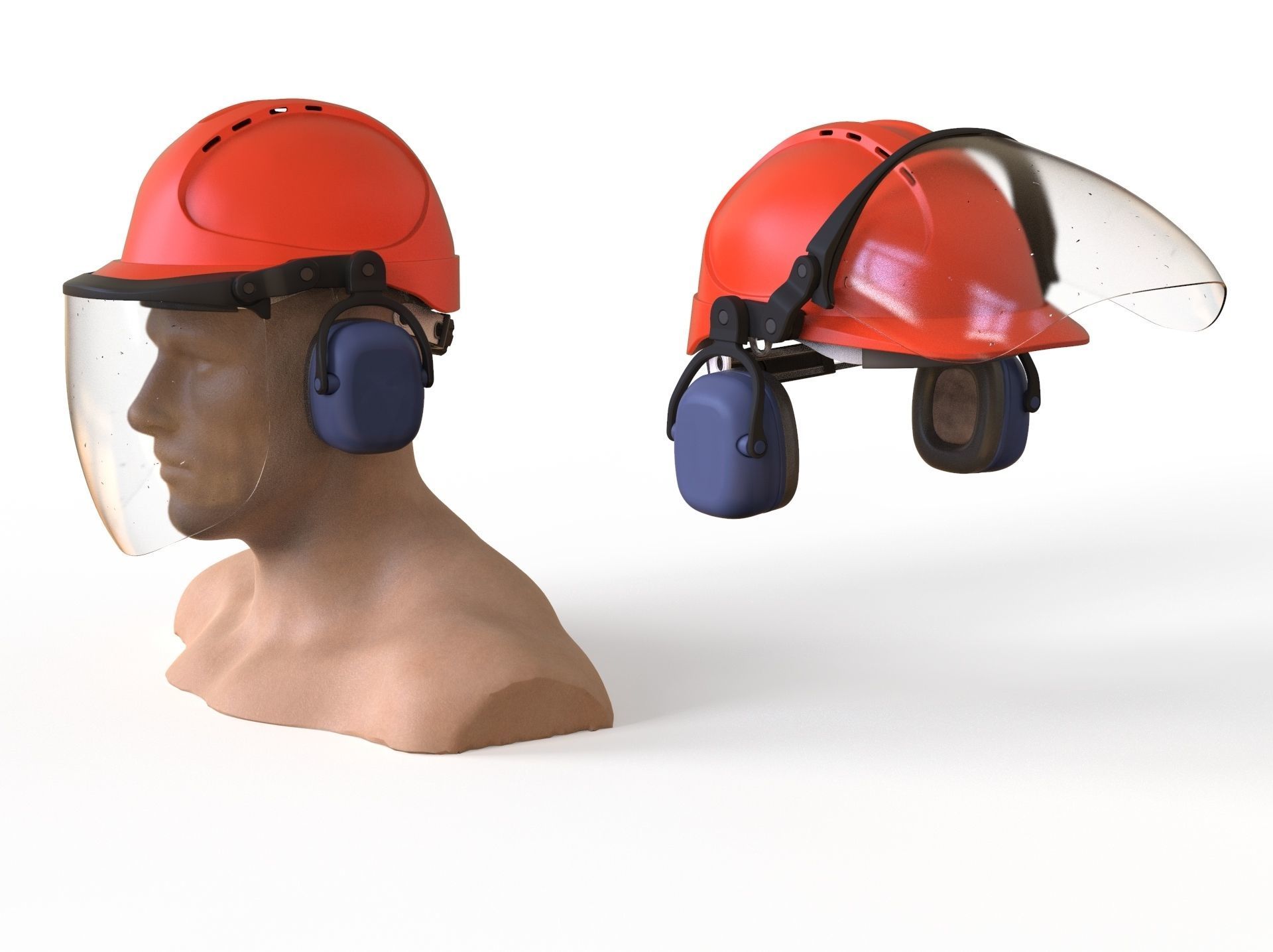 Safety helmet with protective shield 3D model_5