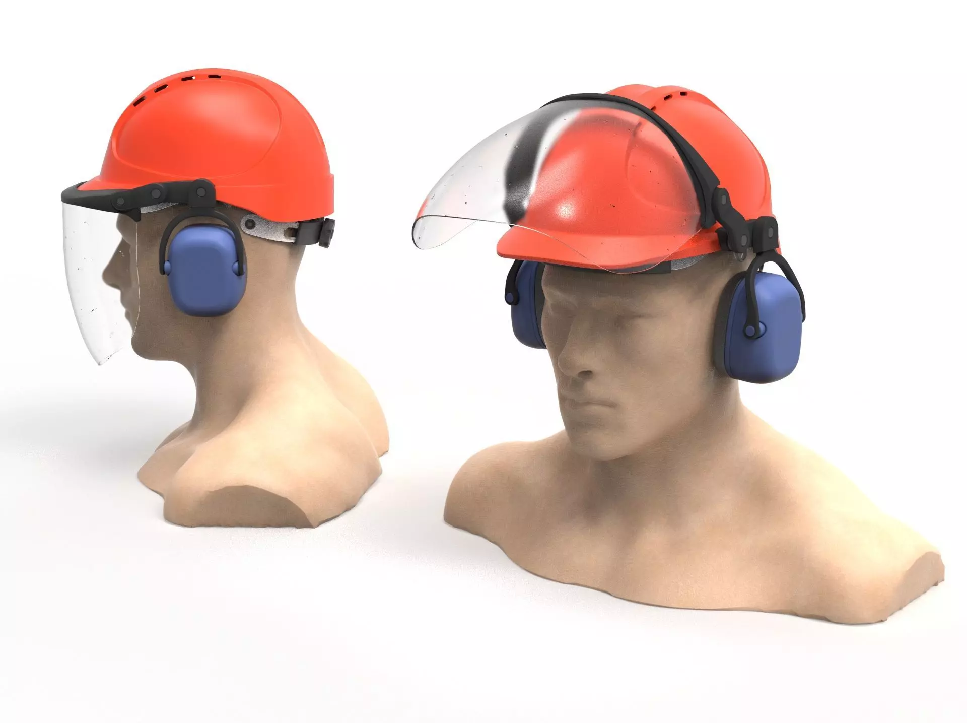 Safety helmet with protective shield 3D model_0
