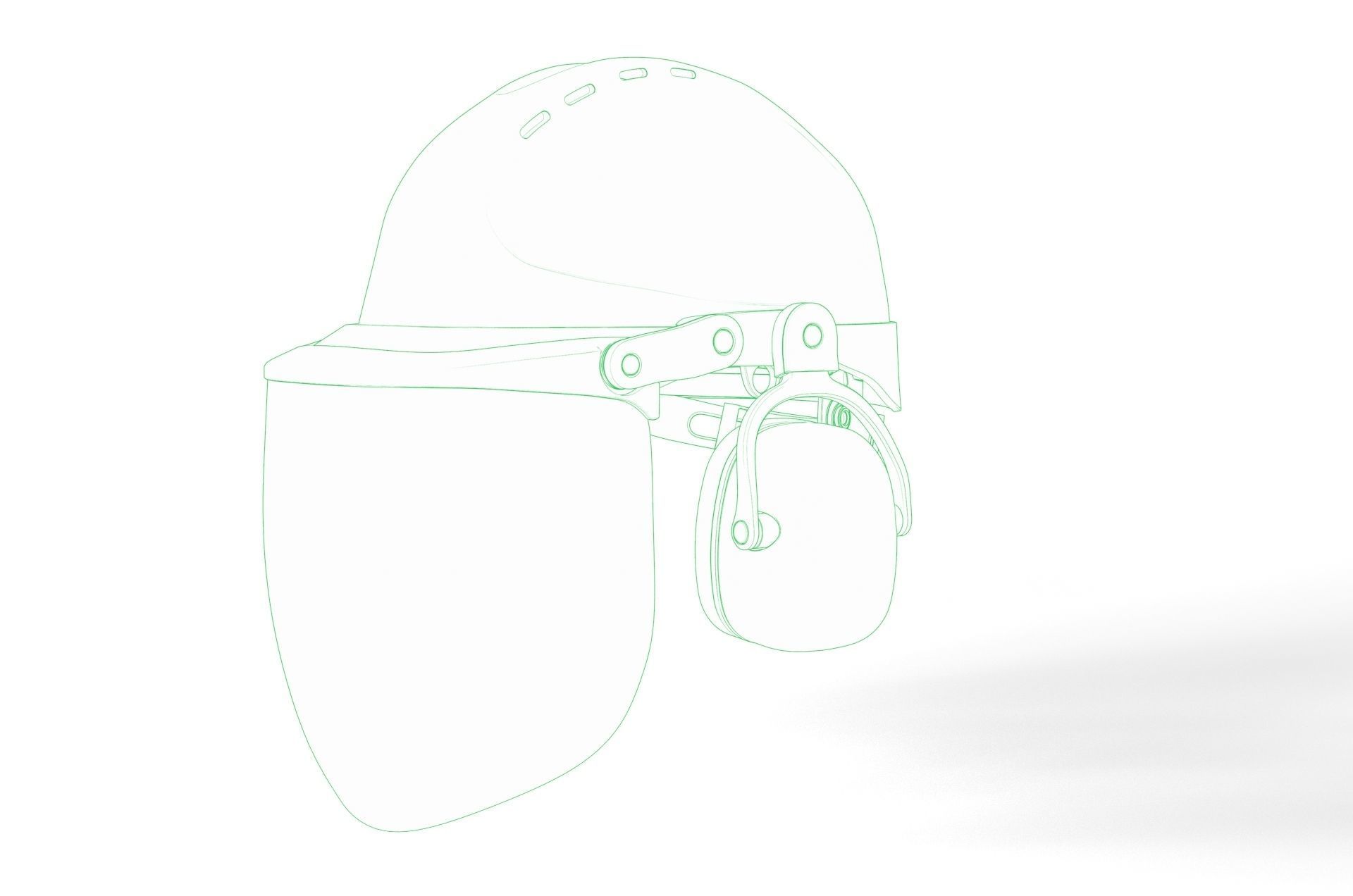 Safety helmet with protective shield 3D model_23