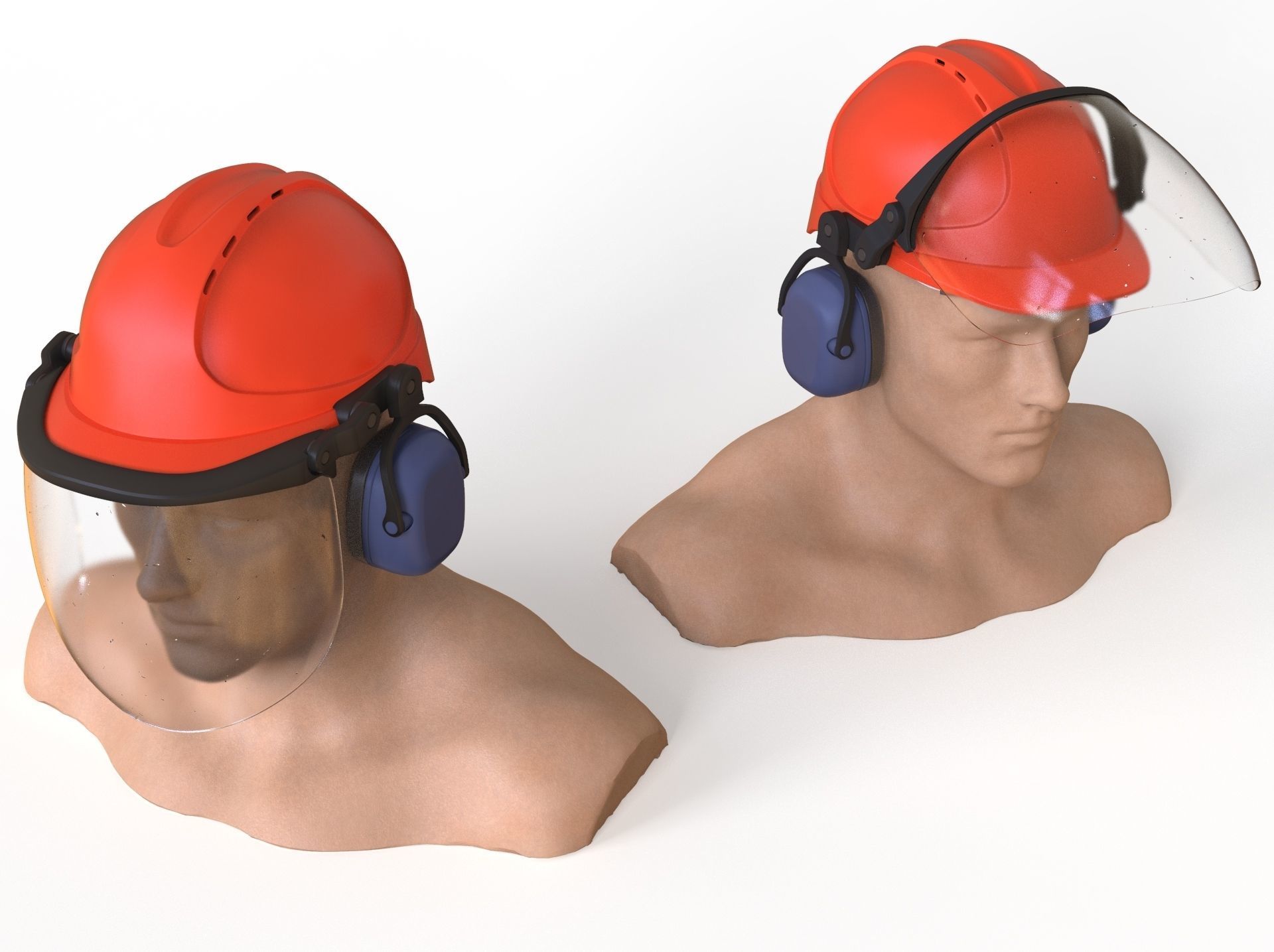Safety helmet with protective shield 3D model_2