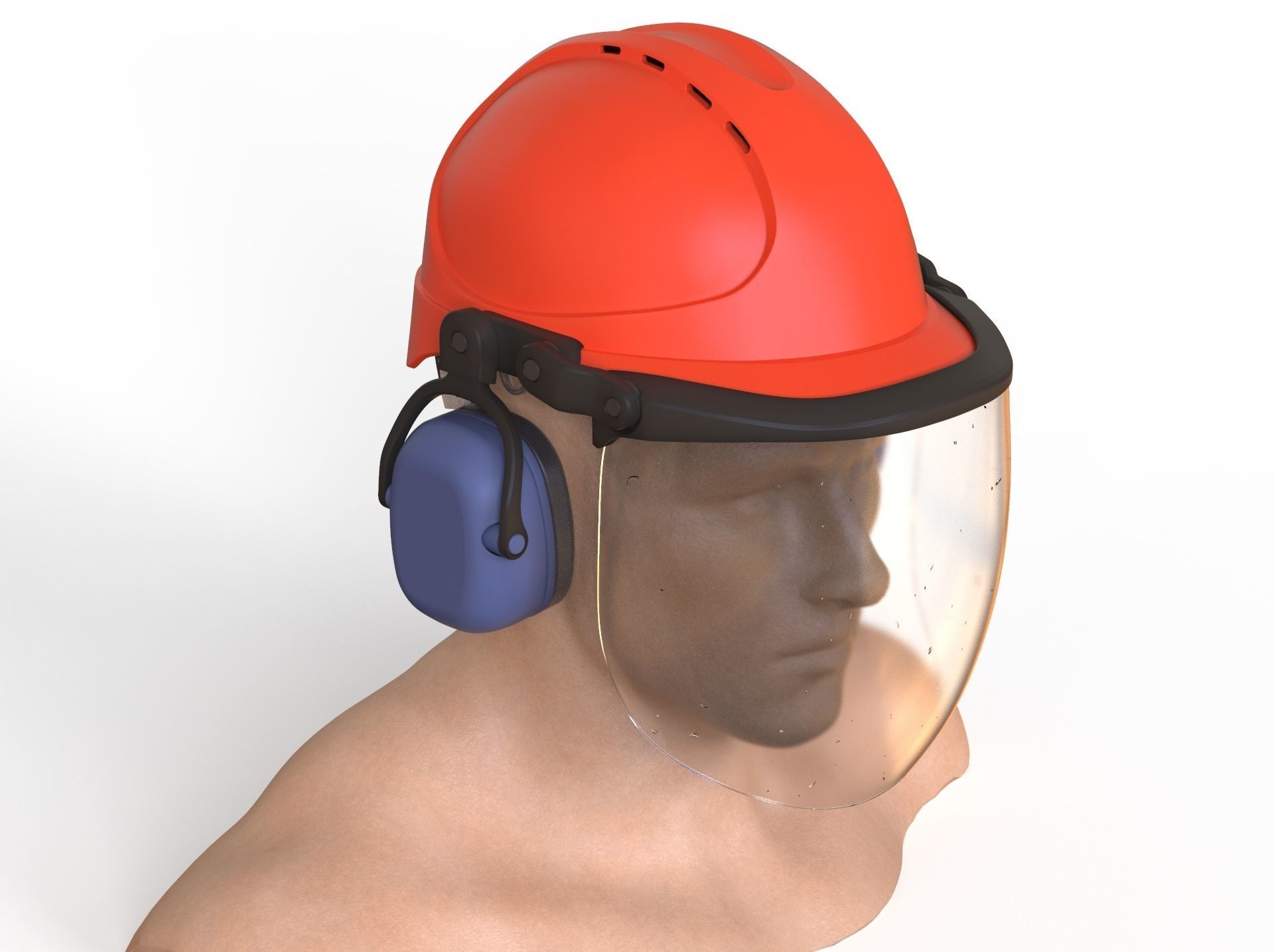 Safety helmet with protective shield 3D model_7