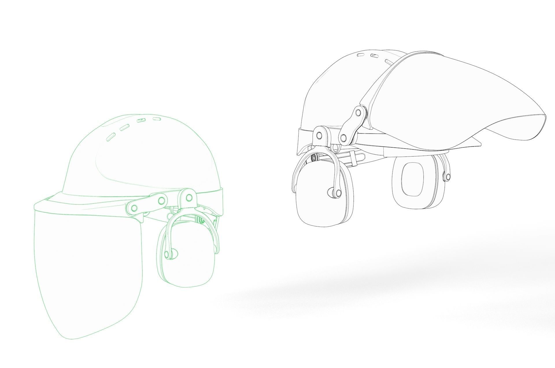 Safety helmet with protective shield 3D model_24