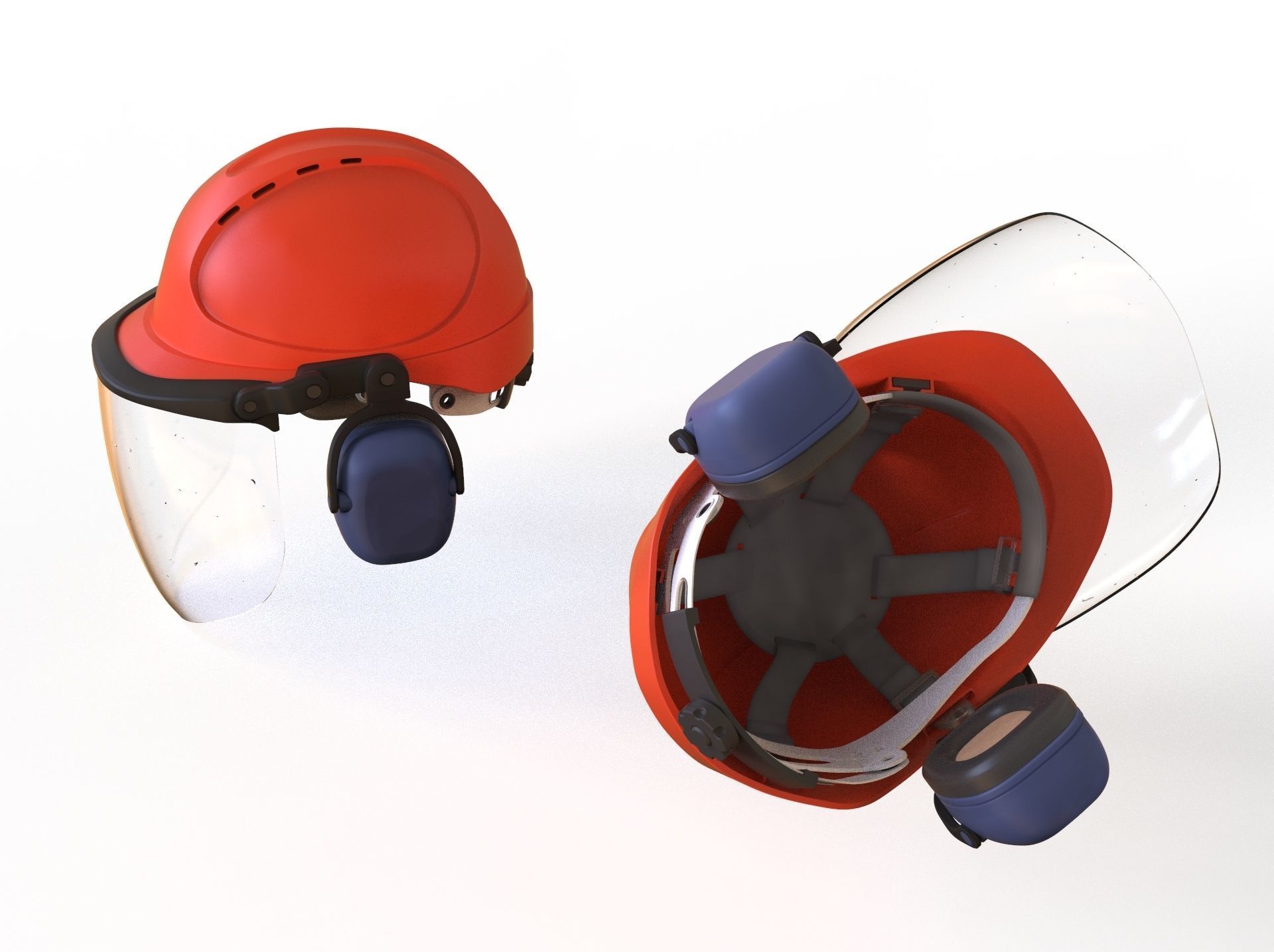 Safety helmet with protective shield 3D model_4