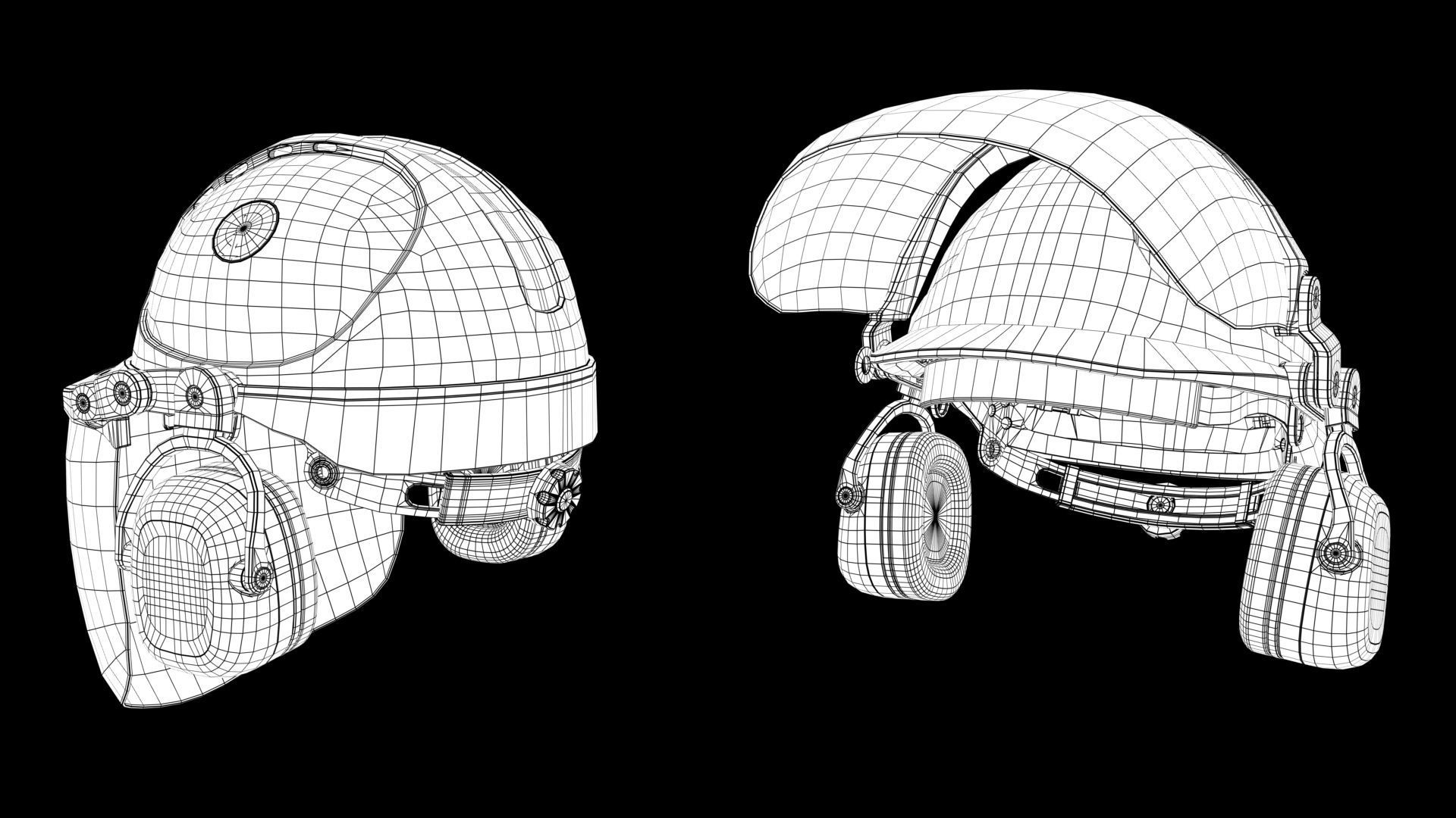 Safety helmet with protective shield 3D model_33