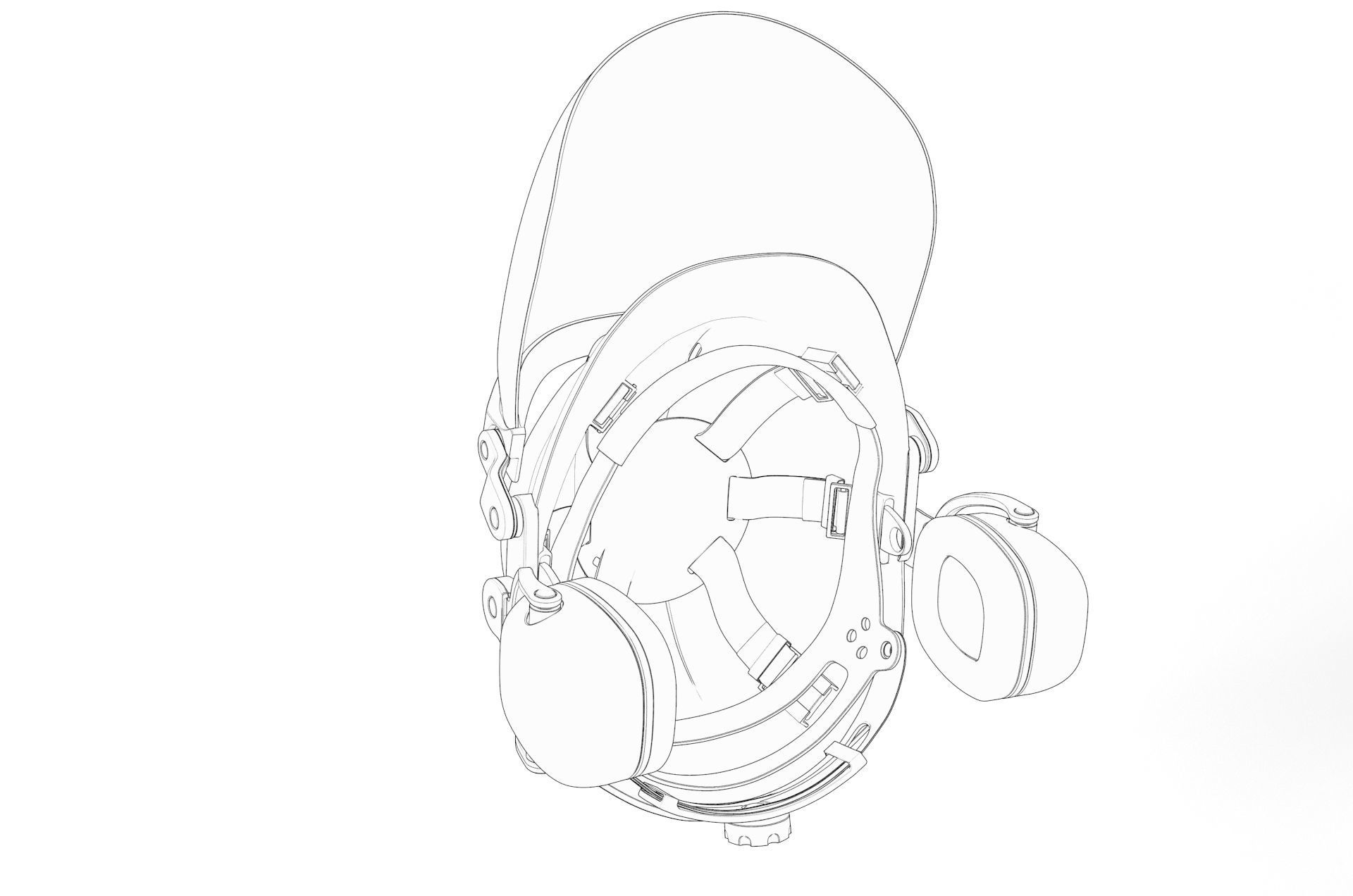 Safety helmet with protective shield 3D model_25