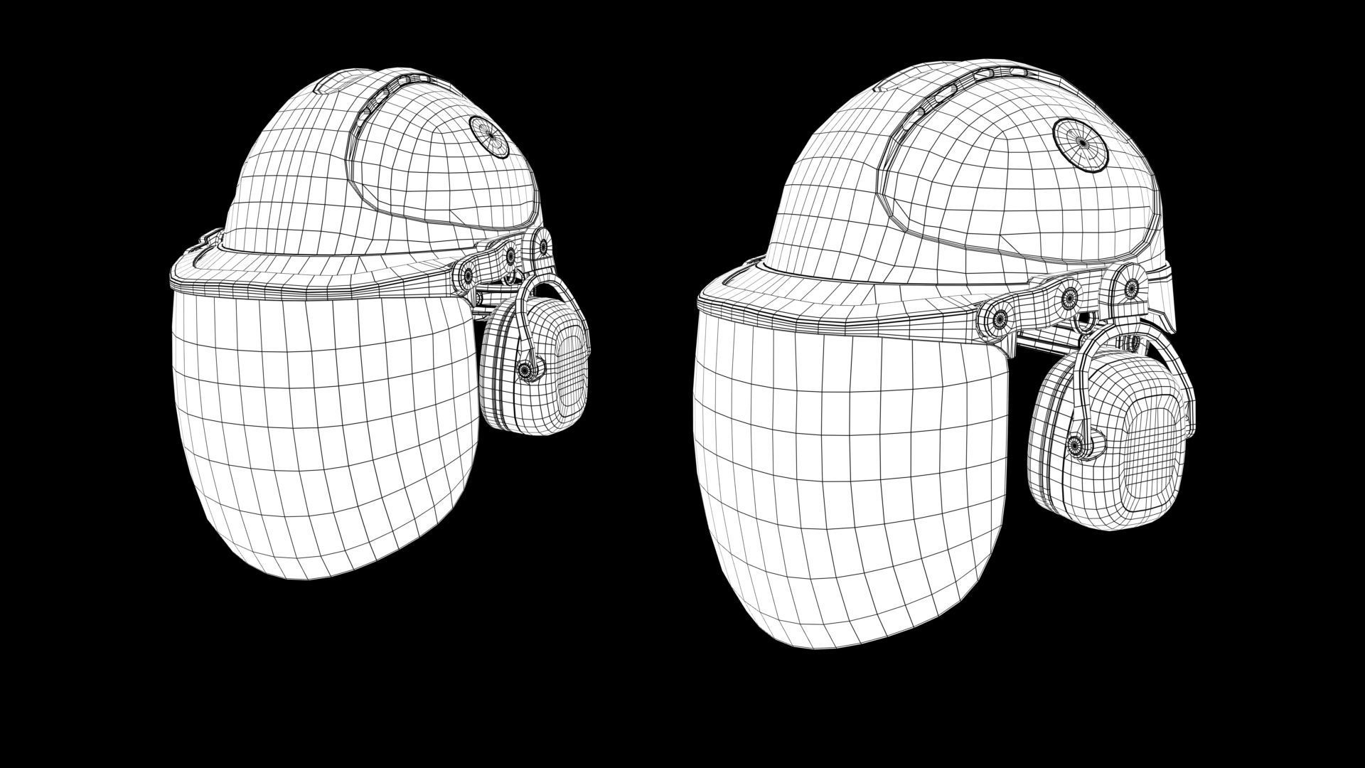 Safety helmet with protective shield 3D model_27