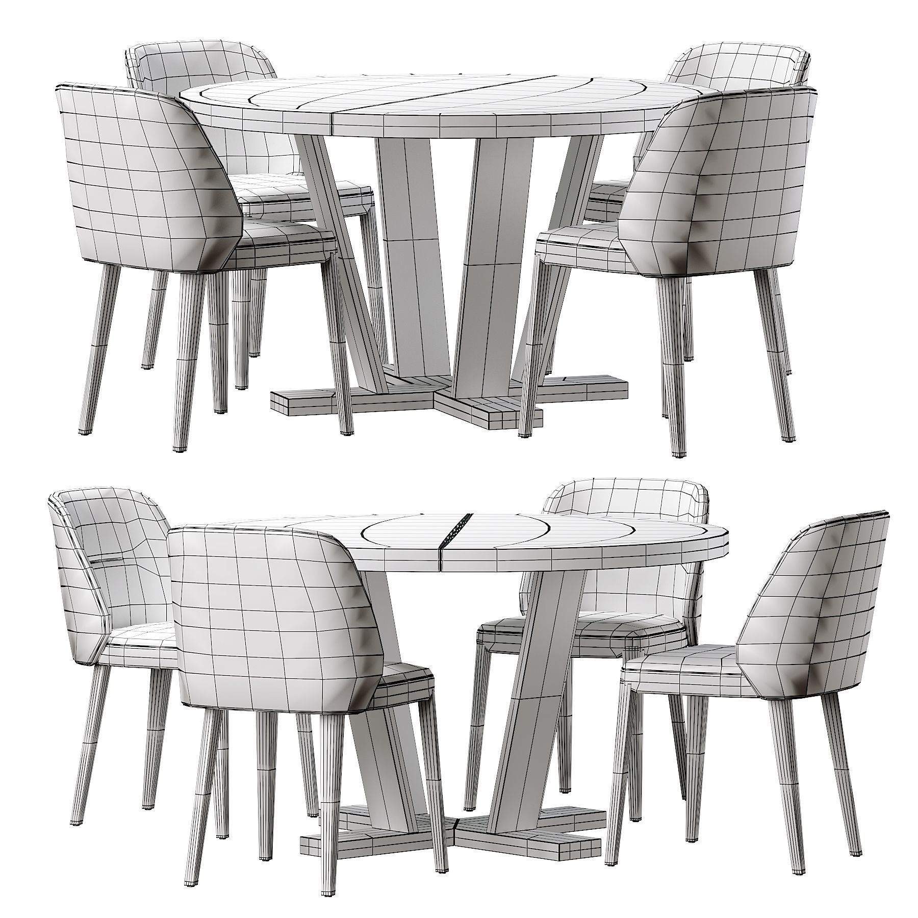 Potocco Concha Aura dining set 3D model_2
