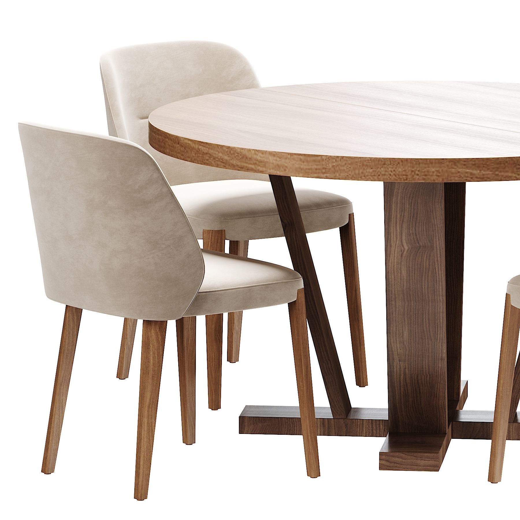 Potocco Concha Aura dining set 3D model_1