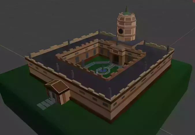 Low Poly Queens College Oxford University