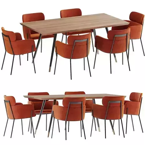 CB2 Azalea brown dining set