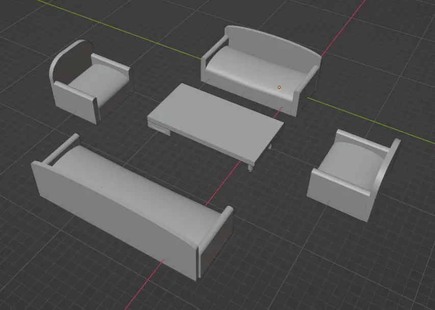 7 seater sofa set with table 3D model_0