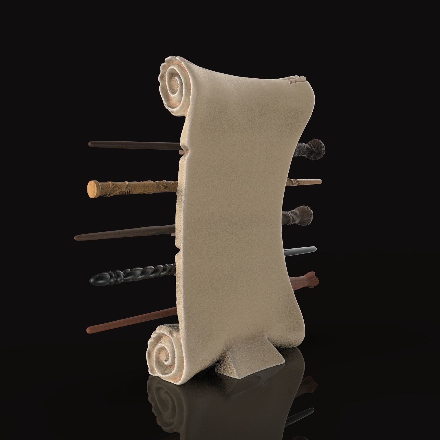 Dumbledores Army Wand Collection Display with 5 Wands  3D print model_6