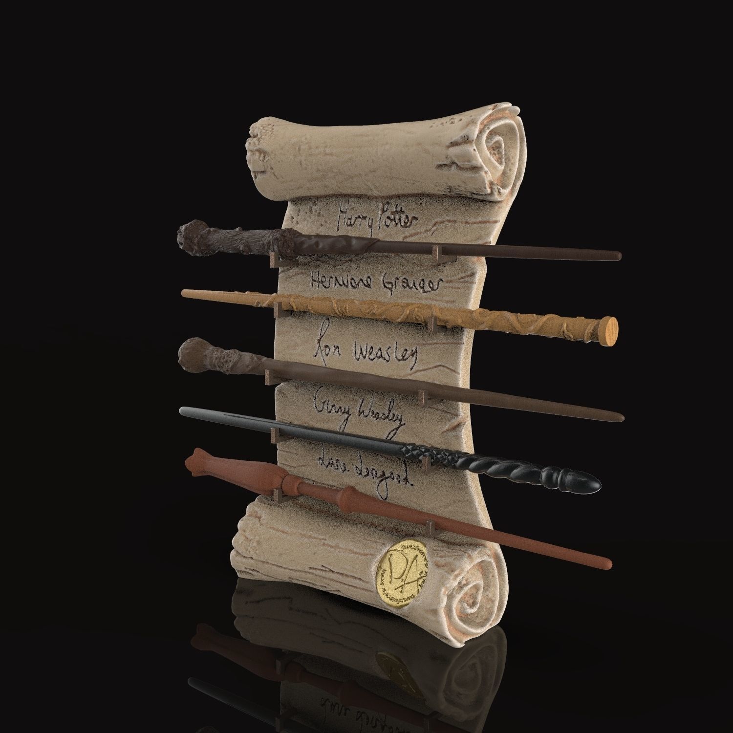 Dumbledores Army Wand Collection Display with 5 Wands  3D print model_4