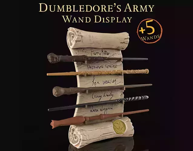 Dumbledores Army Wand Collection Display with 5 Wands  3D print model