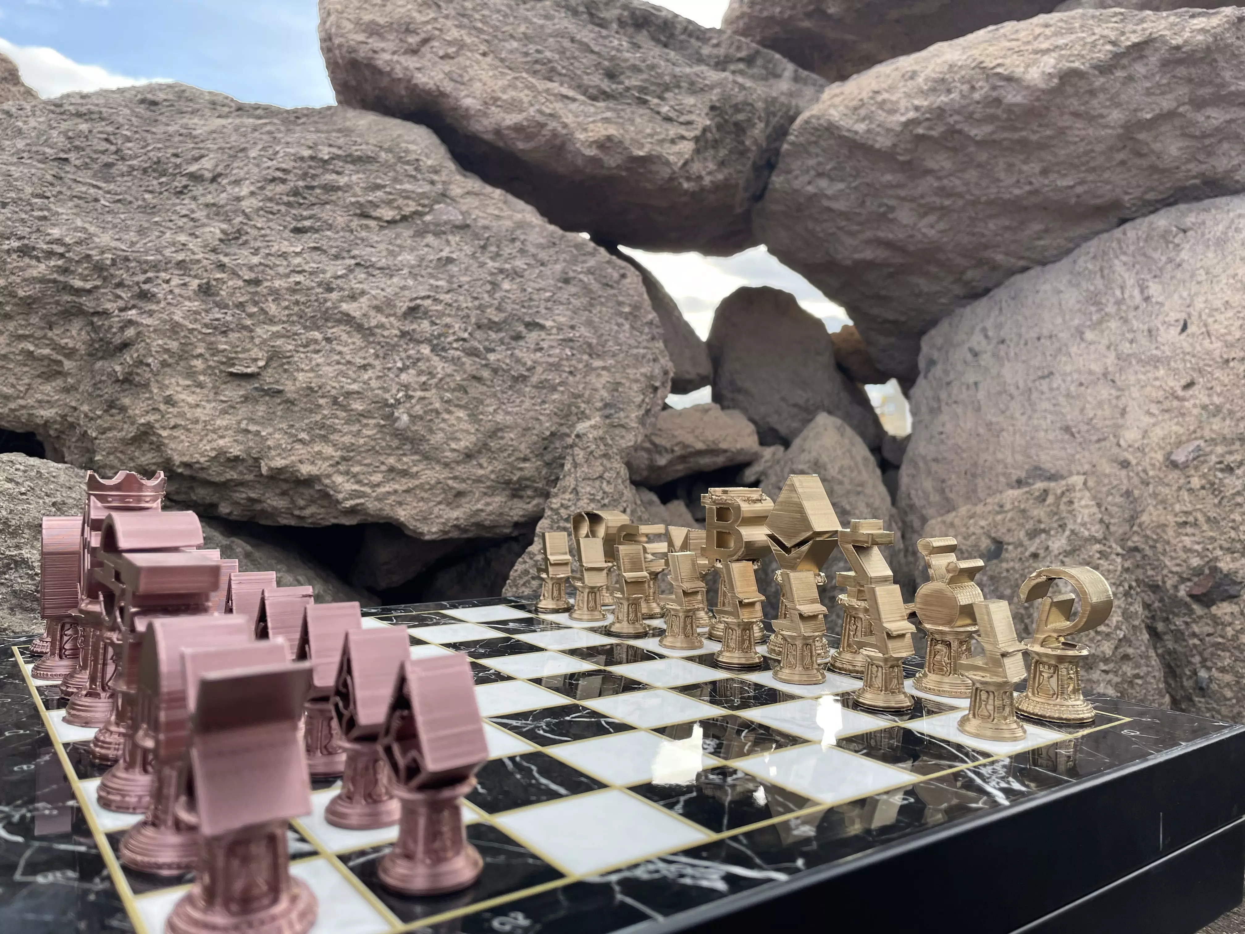Crypto Money Logos Chess Set 3D print model_0