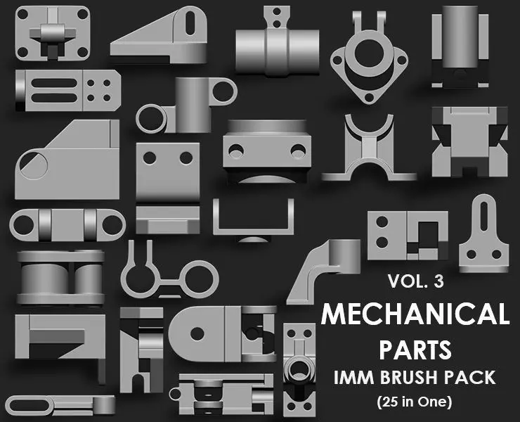 Mechanical Parts IMM Brush Pack 25 in One Vol 3 3D model