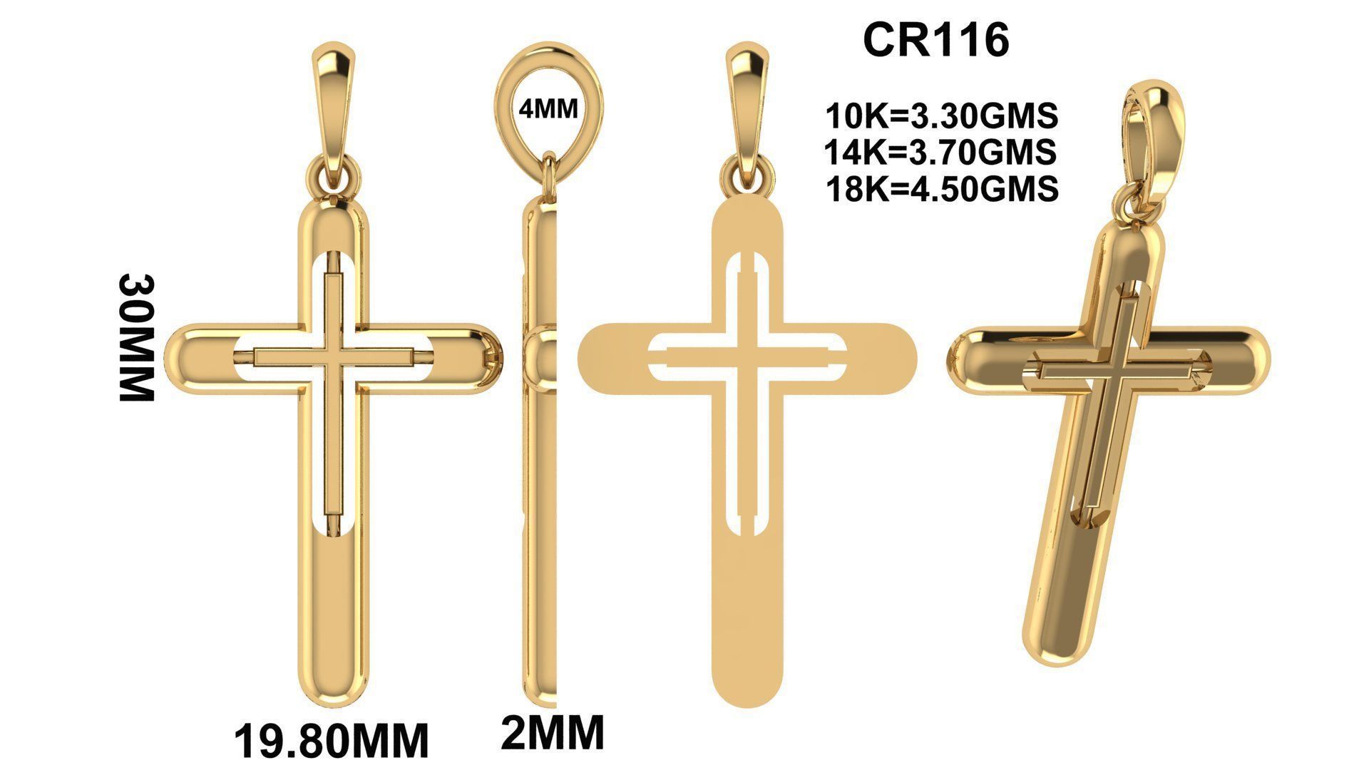 CROSS PENDANT CR116 3D print model_3