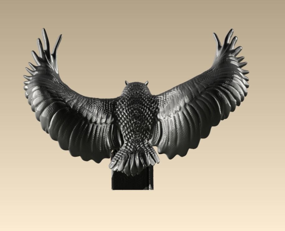 Owl miniature 3D print model_4