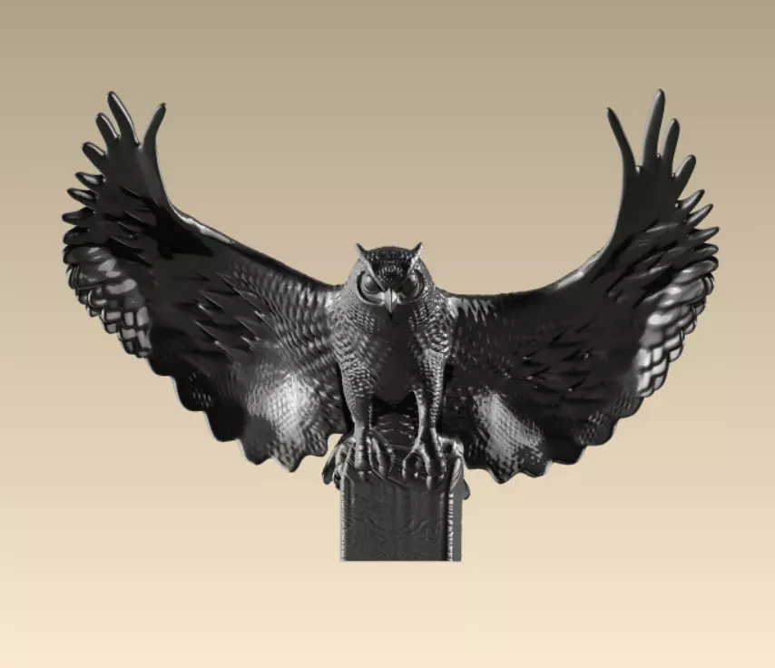 Owl miniature 3D print model_0