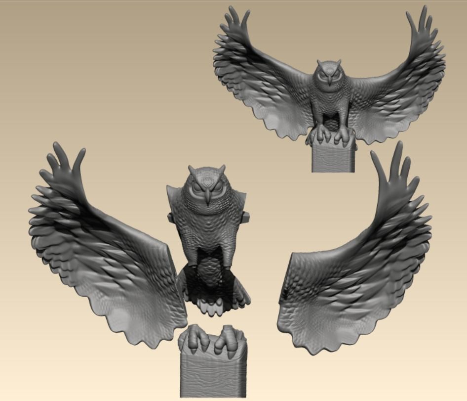 Owl miniature 3D print model_2