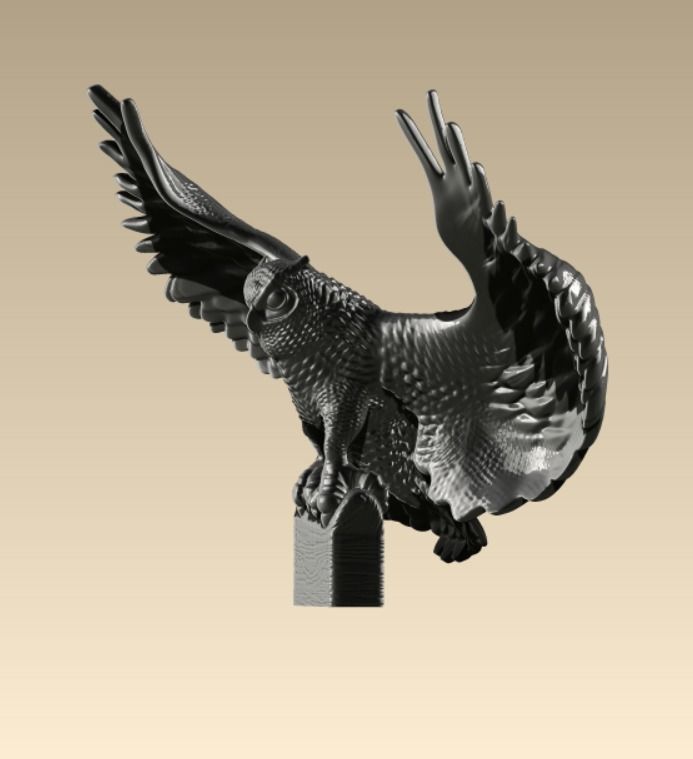 Owl miniature 3D print model_1