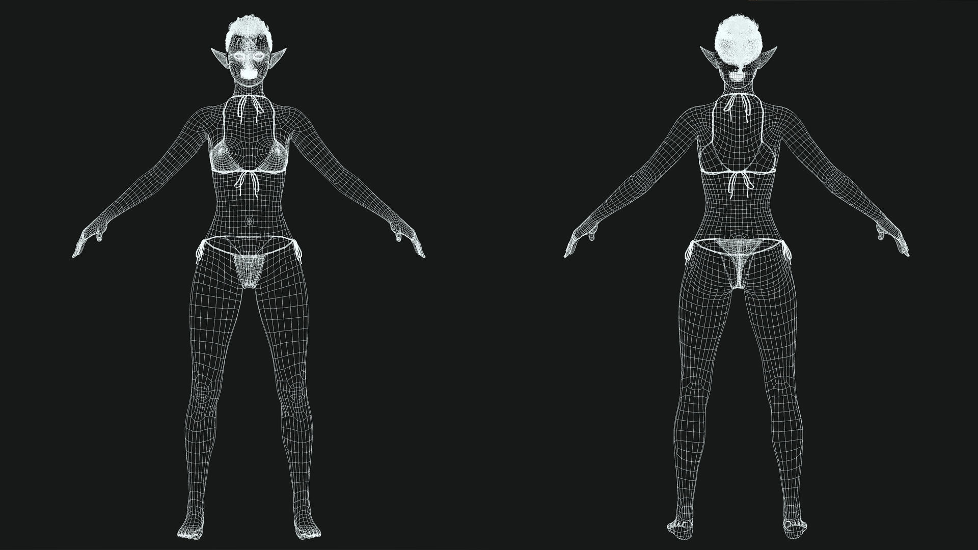 Naked Realistic Elf Female Low-poly 3D model_12