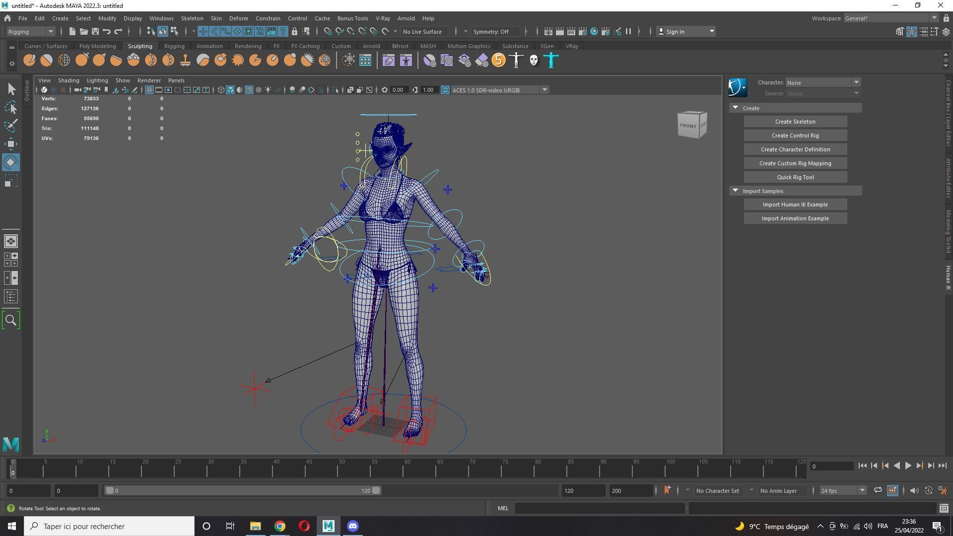 Naked Realistic Elf Female Low-poly 3D model_7