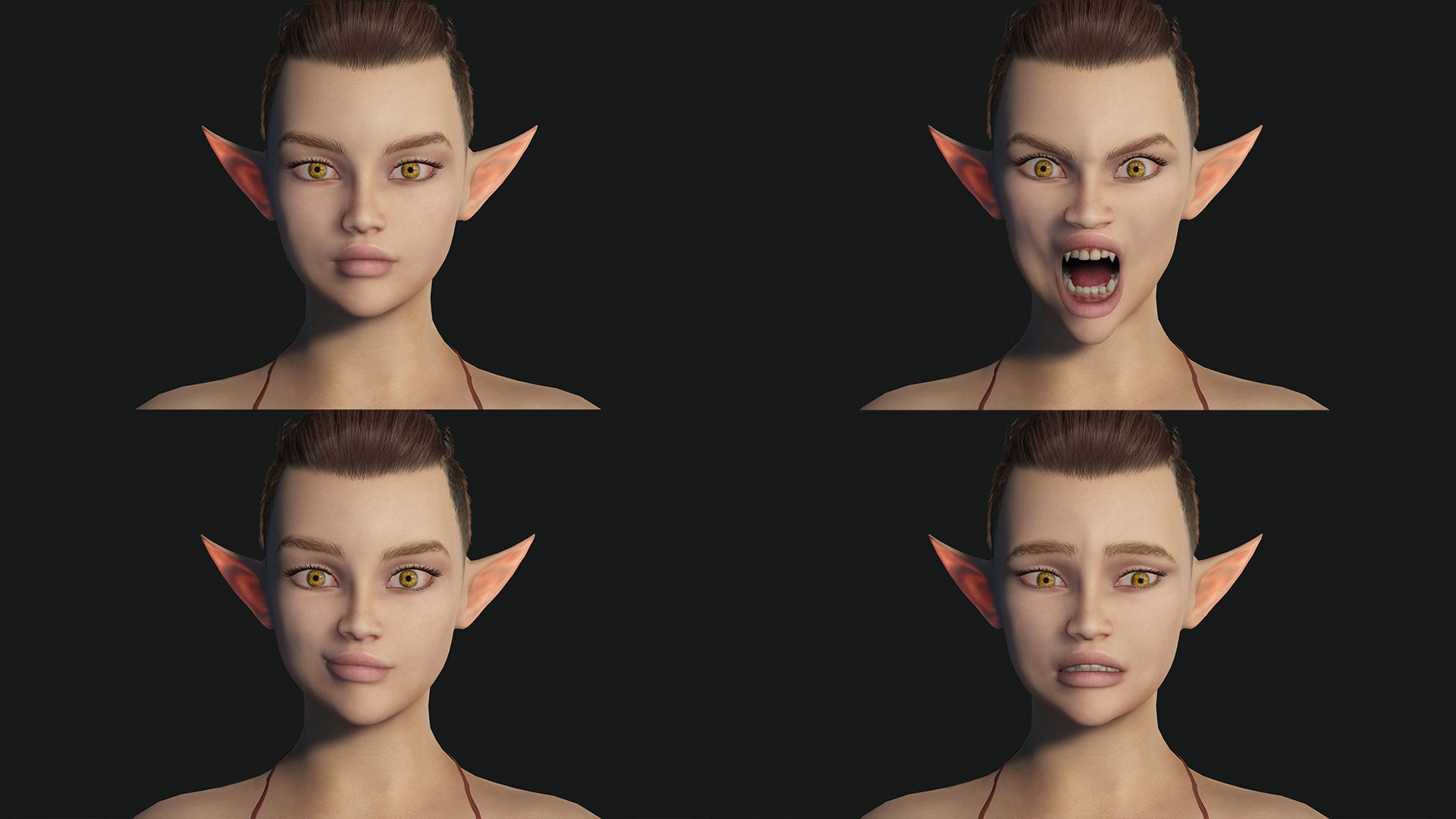 Naked Realistic Elf Female Low-poly 3D model_5
