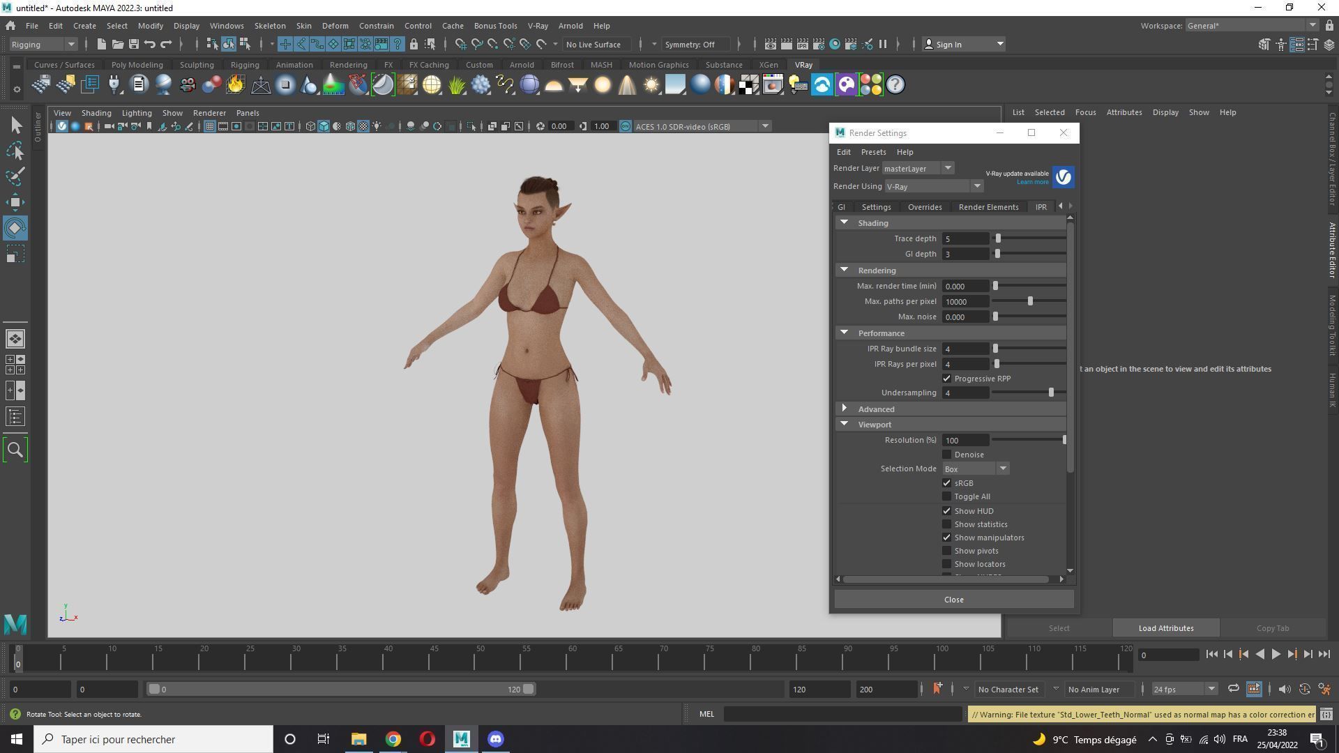 Naked Realistic Elf Female Low-poly 3D model_9