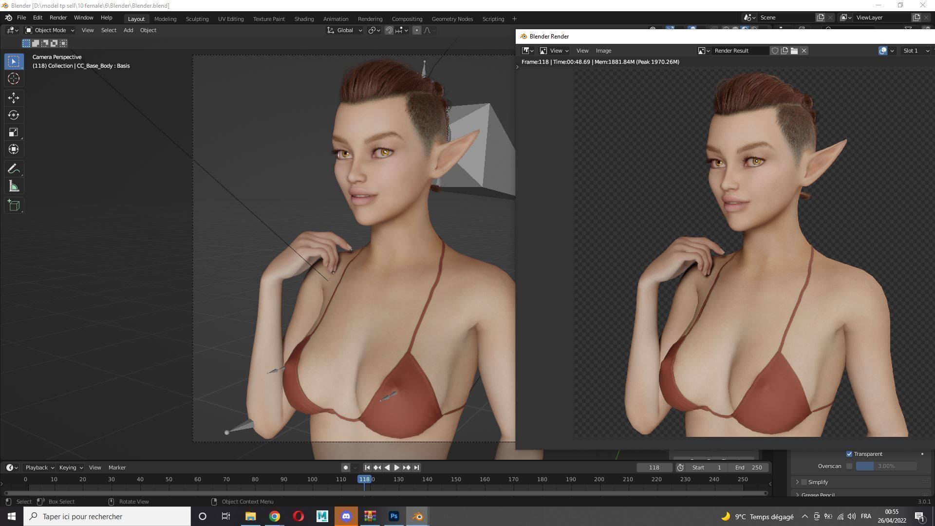 Naked Realistic Elf Female Low-poly 3D model_17