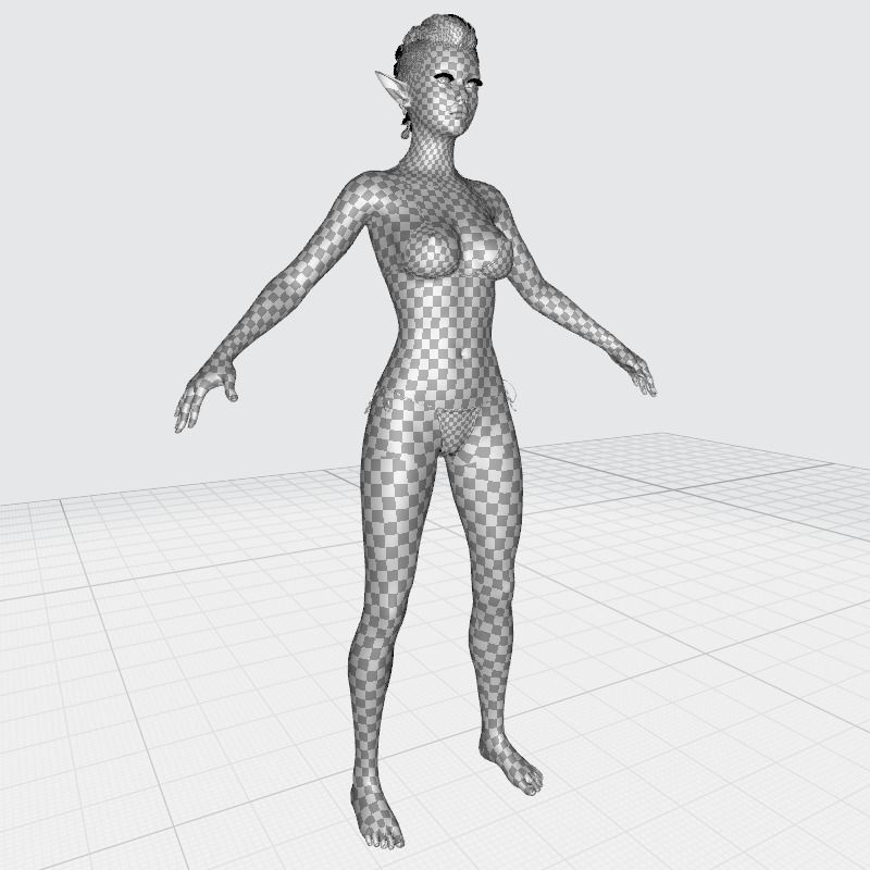 Naked Realistic Elf Female Low-poly 3D model_18