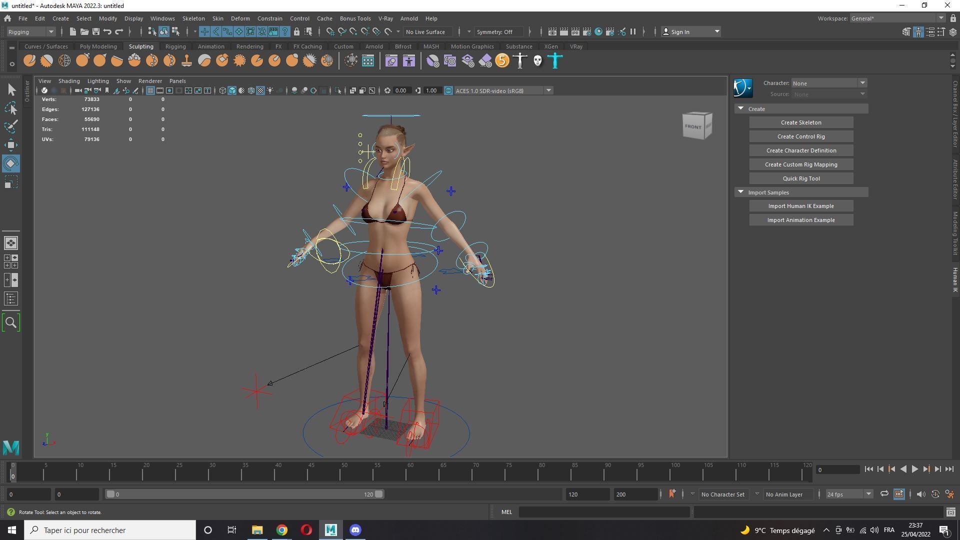 Naked Realistic Elf Female Low-poly 3D model_8