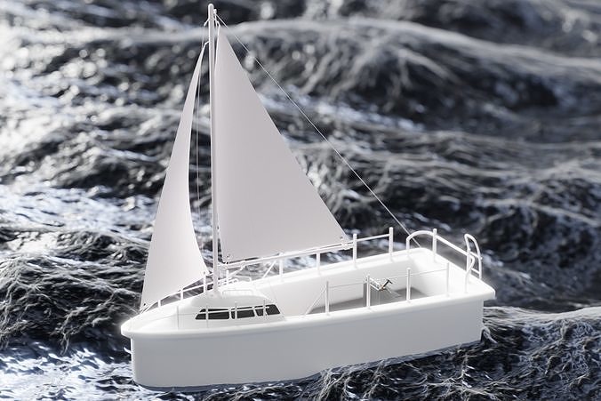Sailing Yacht or Sailboat Low-poly 3D model