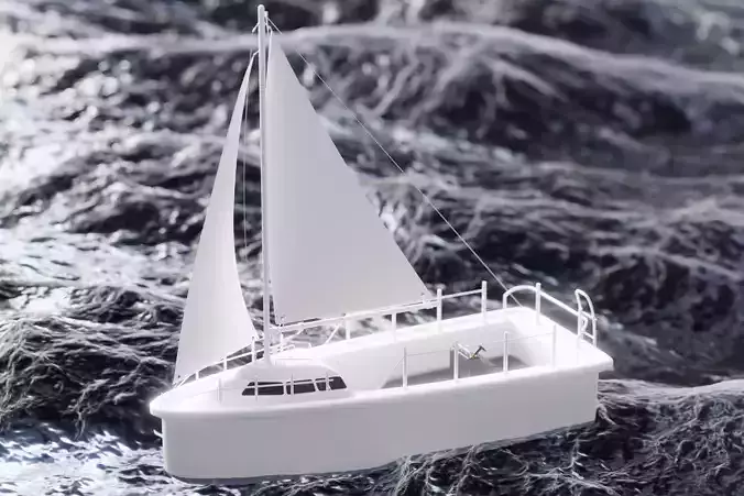 Sailing Yacht or Sailboat Low-poly 3D model