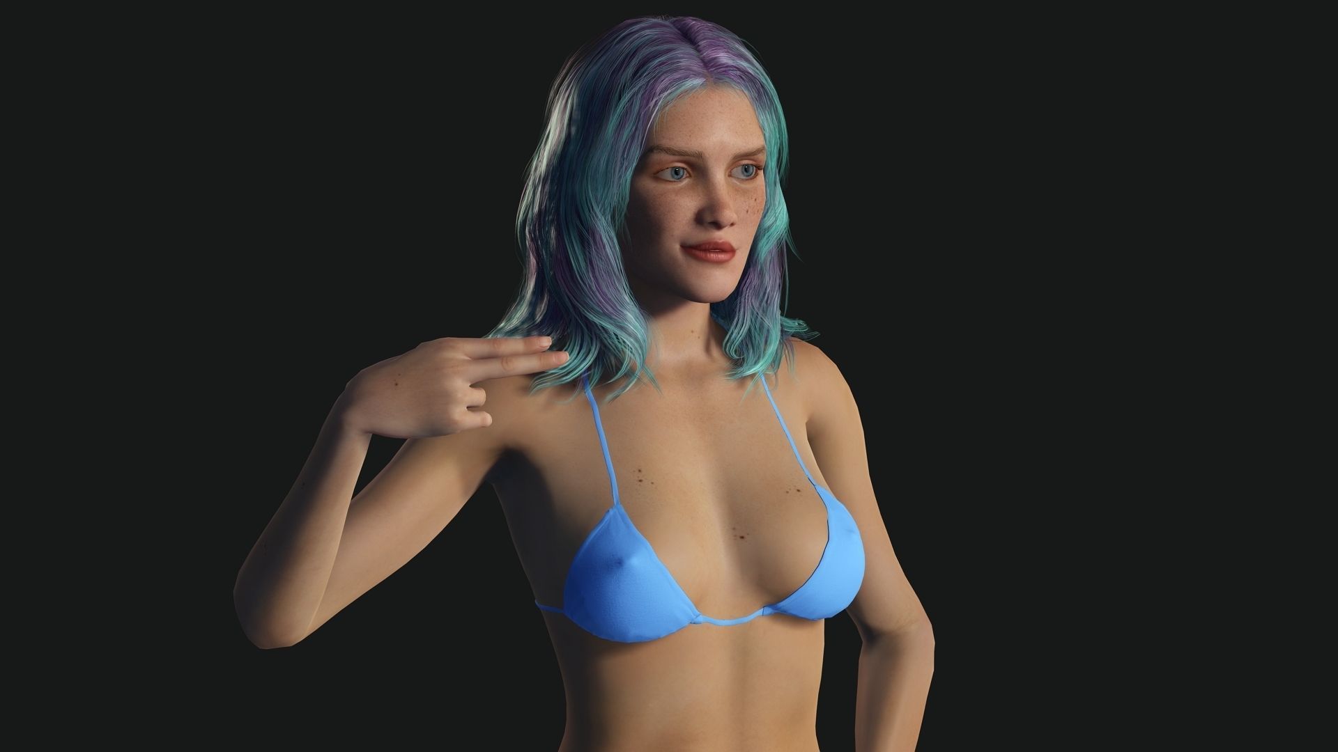 Naked Cyber punk futurist sci fi Girl Low-poly 3D model_21