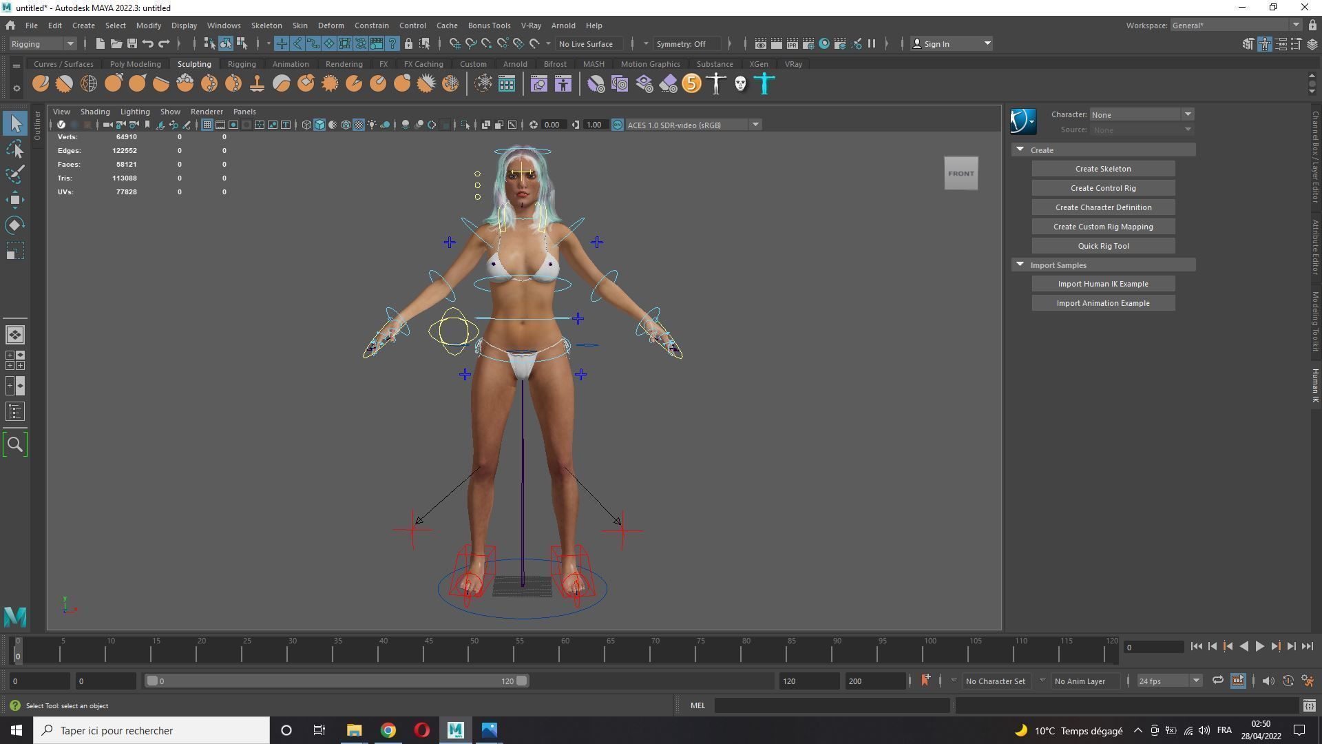 Naked Cyber punk futurist sci fi Girl Low-poly 3D model_12