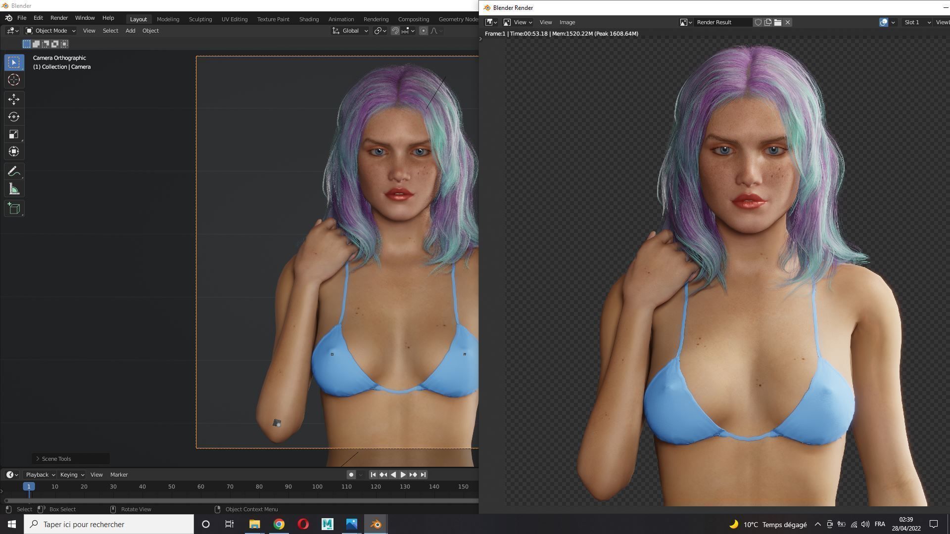Naked Cyber punk futurist sci fi Girl Low-poly 3D model_10